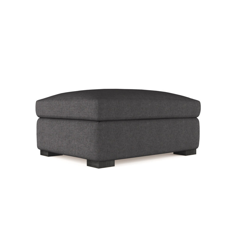 Crosby Ottoman, Ebony, Plush Velvet Blue Print