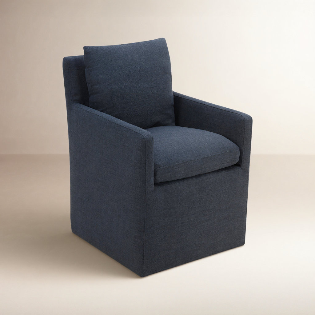 Alayaa Linen Armchair, Effie Indigo Performance Linen
