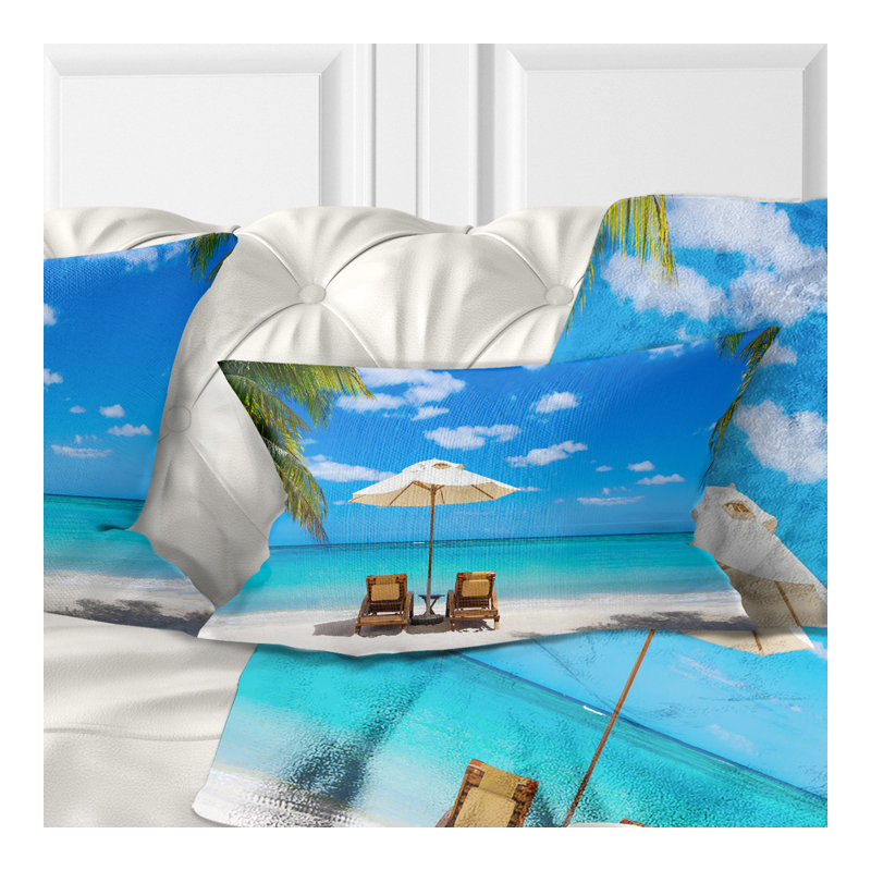 Coussin Turquoise Beach with Chairs - Beaches
