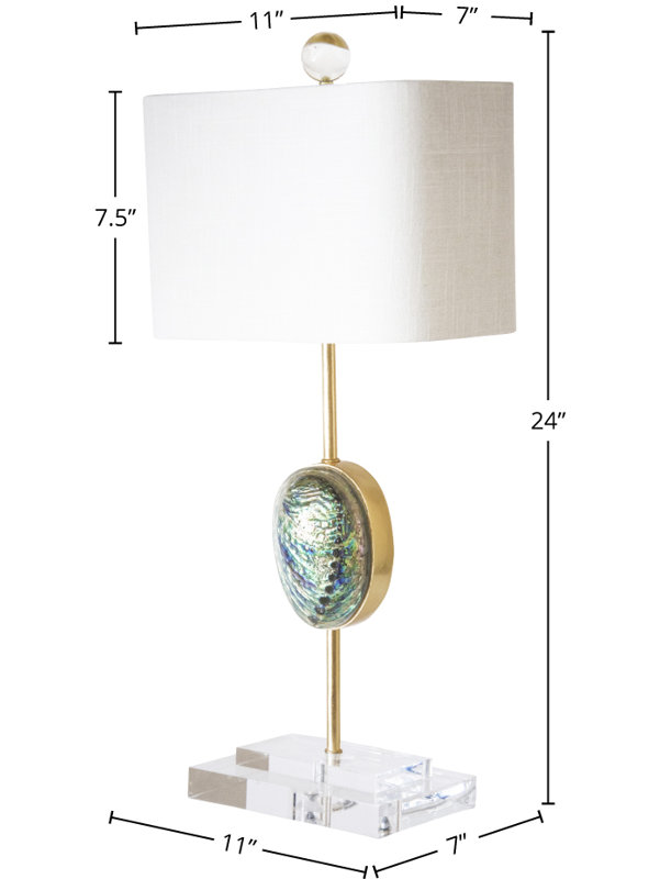 Sausilito 24" Tall Abalone Shell and Crystal Table Lamp, Cream