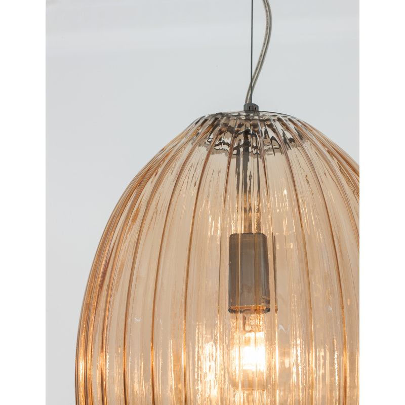 1 - Light Chrome Geometric Pendant, Amber