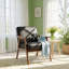 Chaise d'appoint avec revêtement en microfibre et structure en bois massif, mobilier de salon classique en polyuréthane / PVC supplémentaire