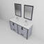 Meuble-lavabo double gris foncé l 60 po x P 22 po, comptoir en quartz blanc, ensemble de robinet et miroirs 22 po