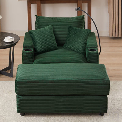Modern Style Single Sofa With Storage, Movable Ottoman, USB Ports, Cup Holders, And Phone Holder For Living Room, Sectional