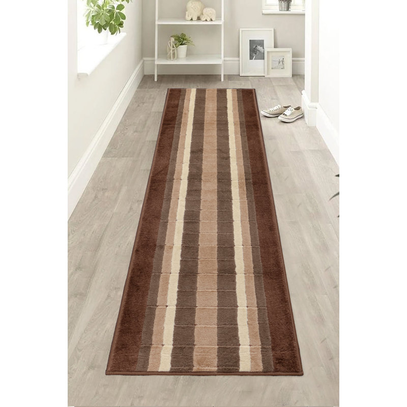 Tapis géométrique carré beige à poils longs antidérapant, Tapis de couloir 2 pi 2 po x 41 pi