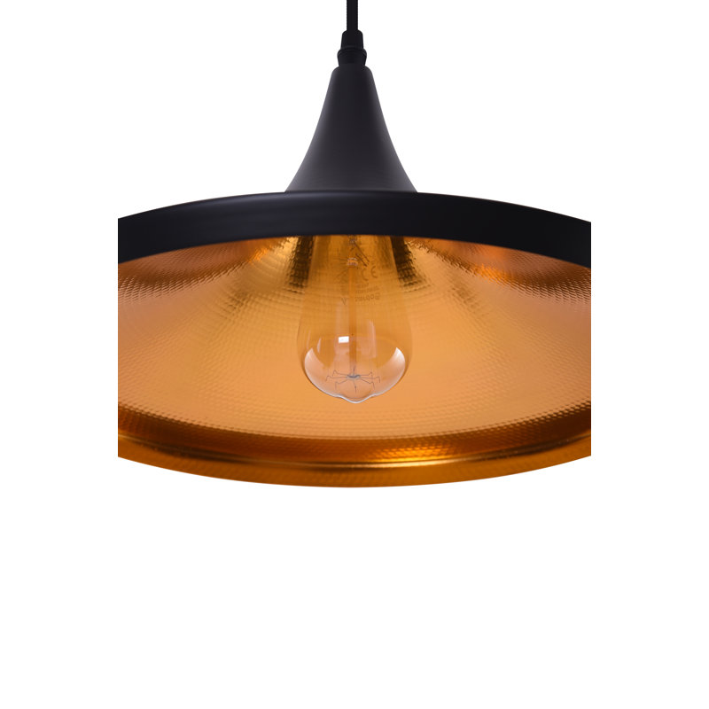 1 - Light Cone Pendant, Black/Gold