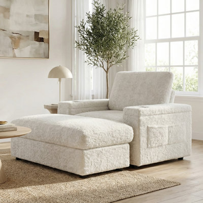 42" Single Sofa, Oversize Armchair, Upholstered Chaise Lounge With Storage Ottoman