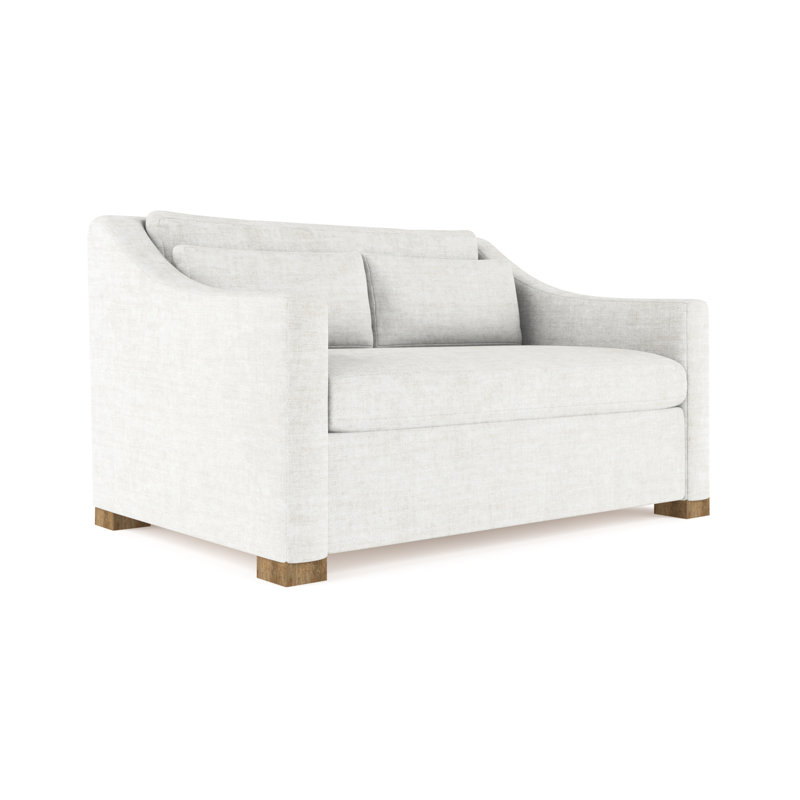 Crosby Slope Arm Loveseat, Weathered, Box Weave Linen Silver Streak, 32.5" H x 60" W x 43" D