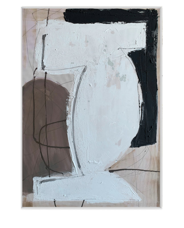 Velora Single Picture Frame Painting on Wood, 180 cm H x 94 cm W, White