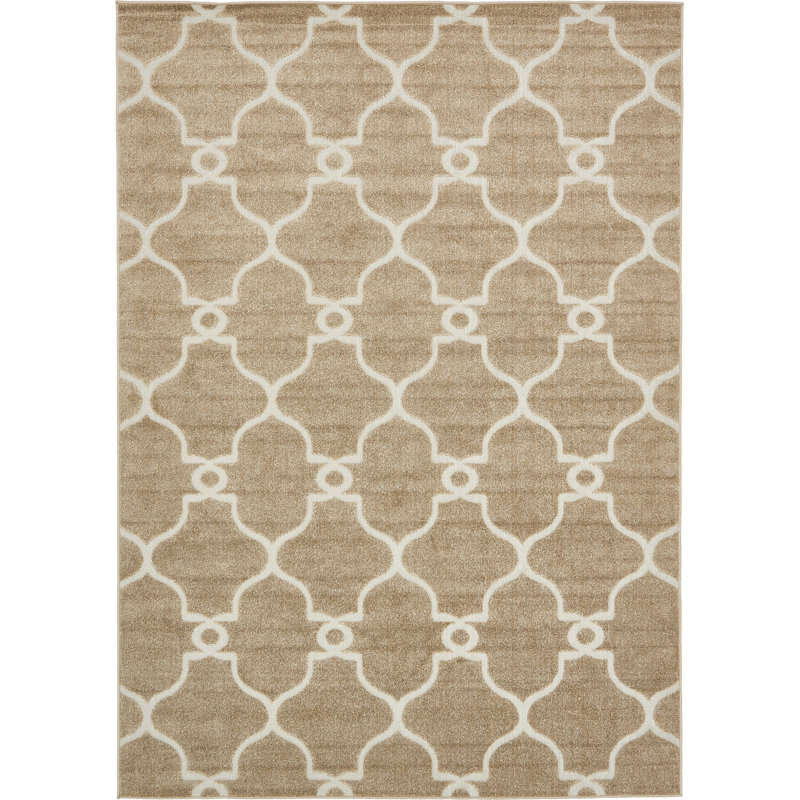 Tapis d'intérieur / extérieur brun / beige Garrity, Rectangle 7 pi x 10 pi