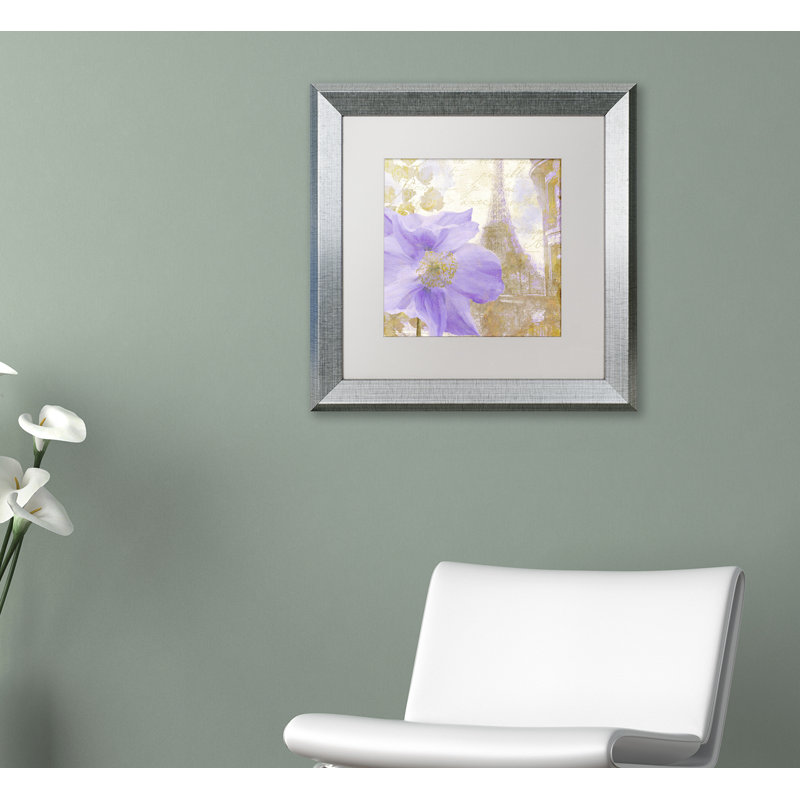 Jadaya «Purple Paris II», impression encadrée, H 11 po x l 11 po, Blanc, Toile avec cadre brun