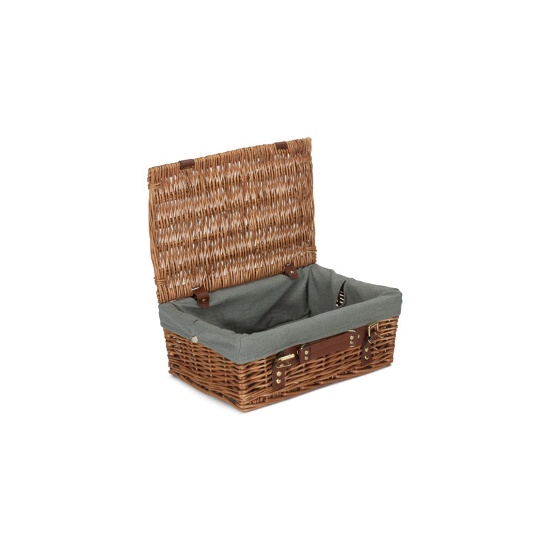 Wicker Basket with Lining, Light Steamed Hamper/Grey Lining