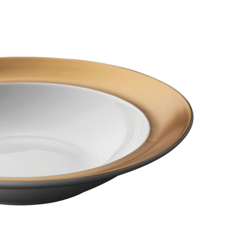 BergHOFF GEM Porcelain 24Pc Dinnerware Place Setting, White & Gold