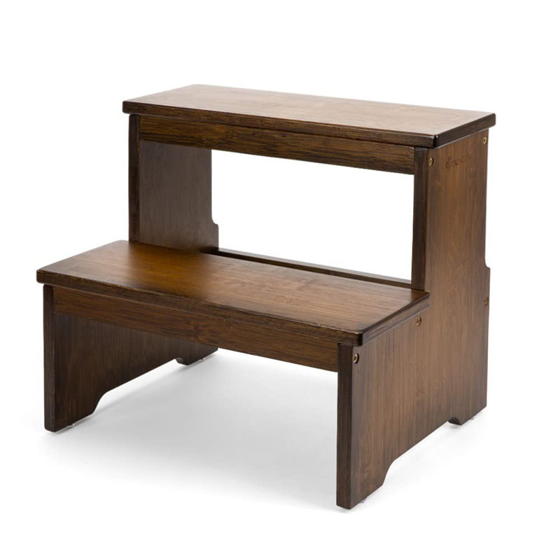 Tabouret à deux marches en bambou, Brun