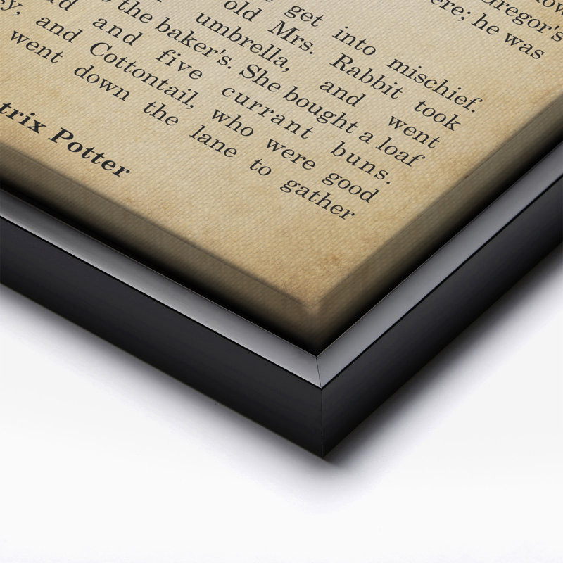 Beatrix Potter l'histoire de Peter Rabbit, Cadre noir, Canevas, H 11 po x l 14 po
