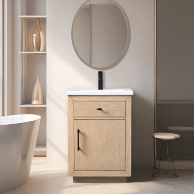 Ensemble de meuble-lavabo autoportant à simple cuve 24 po avec plateau en céramique Avignon