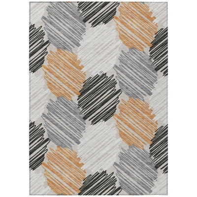 Machine Washable Indoor/Outdoor Xhevrie Copper Rug