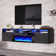 Bhhatu Modern Floating Fireplace TV Stand with Storage & High Gloss Geometric Doors