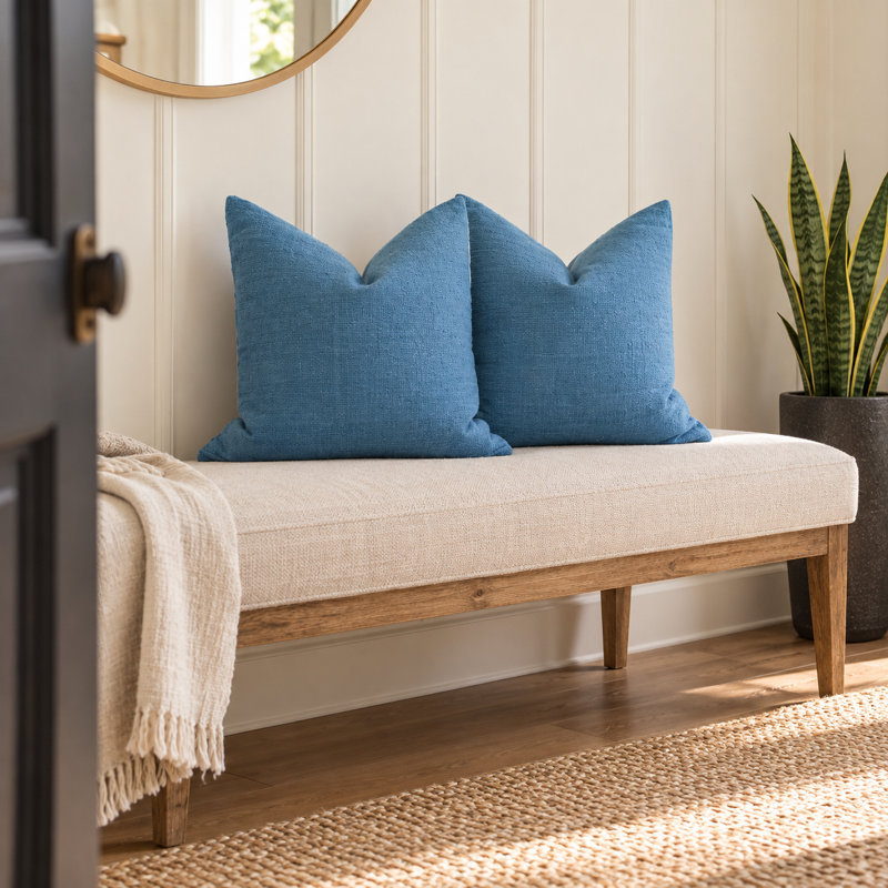 2-Piece Ocean Blue Handwoven Textured Cotton Pillow Cover Set