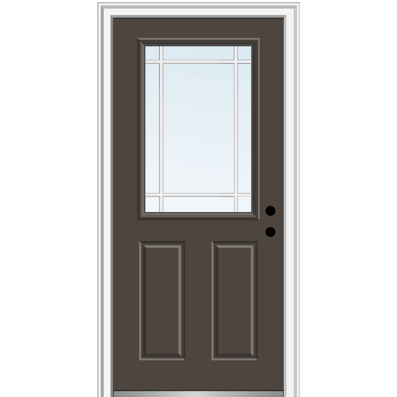 Porte d'entrée Prairie Prairie, S'ouvre à gauche vers l'intérieur, H 81,75 po x l 37,5 po x P 4,56 po, Brun