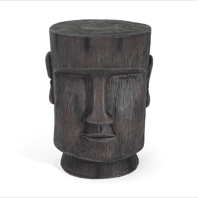 Table d'appoint d'extérieur, tabouret de table de bout à piédestal de statue de l'île de Pâques, pour terrasse de patio