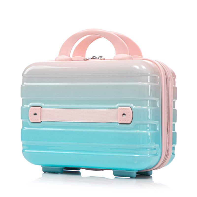 14 "/ 20" 2 pièces / ensemble dans une valise à roulettes pivotantes, valise de cabine, avec dégradé de couleurs et serrure à combinaison (bleu + rose)