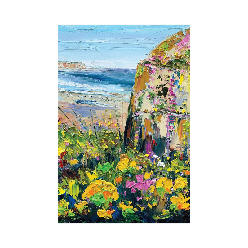 Wildflowers In Half Moon Bay by Lisa Elley - Wrapped Canvas Painting, 20.32 cm H x 30.48 cm W