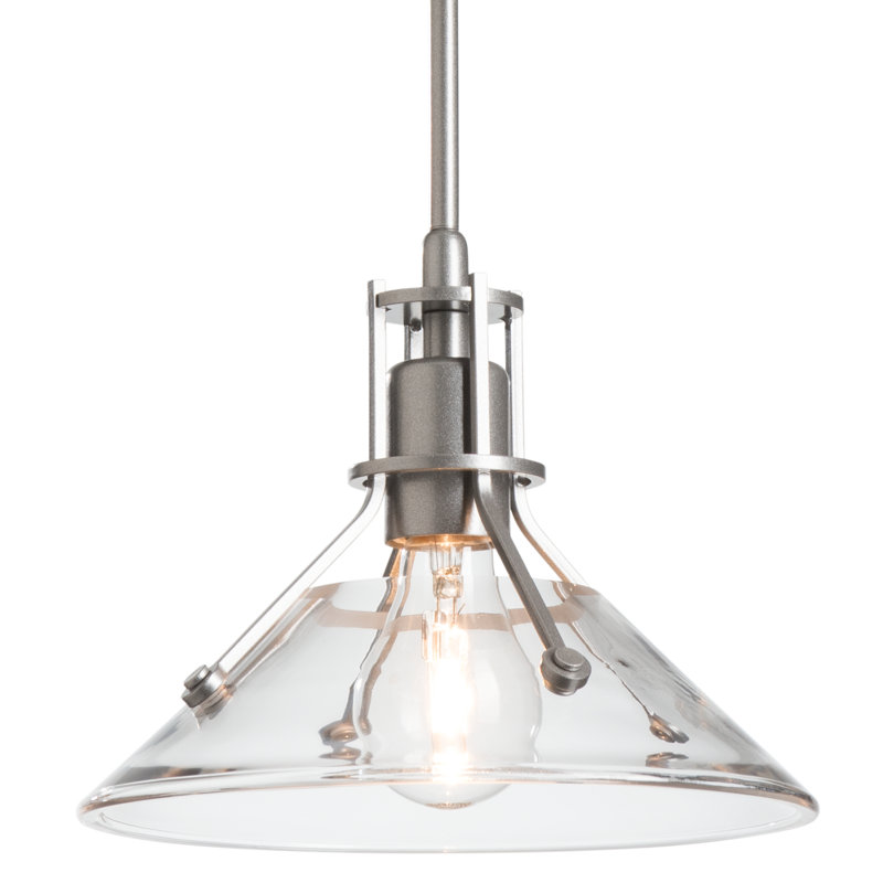 Henry 1 - Light Single Cone Pendant, Clear Glass, Vintage Platinum