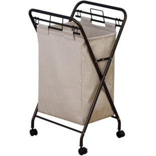 Rolling Laundry Basket With Heavy-Duty Canvas Bag