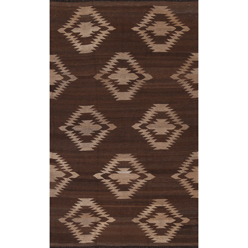 Tapis kilim en laine teint dans la masse naturel 5 x 7