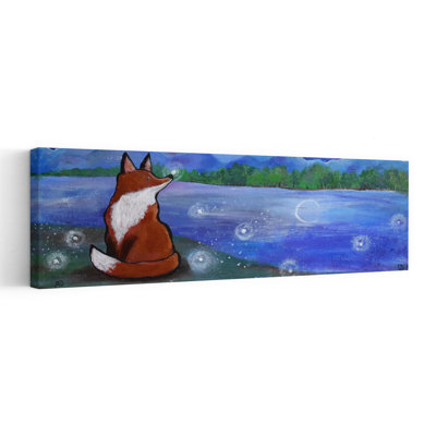 Moonlit Fox Dreams Abstract Contemporary Landscape Nature Wall Art