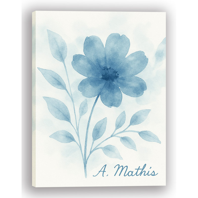 «Blue Blossom Serenity», art mural sur toile tendue, H 36 po x l 24 po