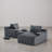 Upholstered Compression Gray Faux Rabbit Fur Flannel Modular Oversized Sleeper Sofa with Pillows No Assembly Required-1346437164