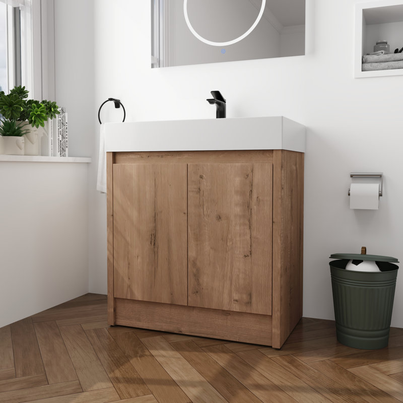 Ensemble de meuble-lavabo simple 30 po Nileema, Blanc lustré