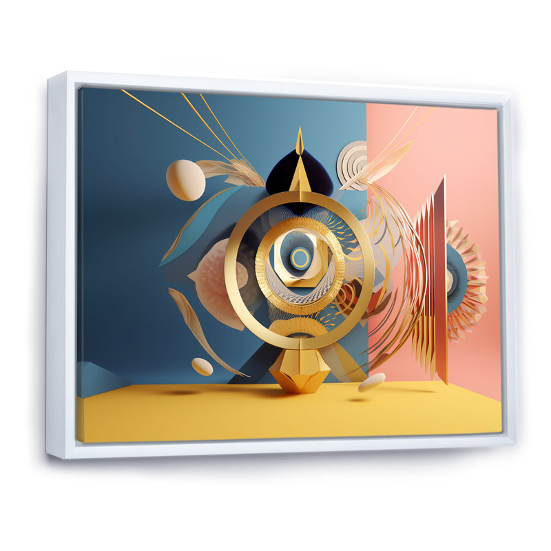 «Awakening Of Consciousness Visionary Geometric I», reproduction d'art sur toile géométrique moderne, Cadre flottant blanc