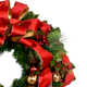 Red and Gold Holiday Wreath with Ornaments and Pine Cones
