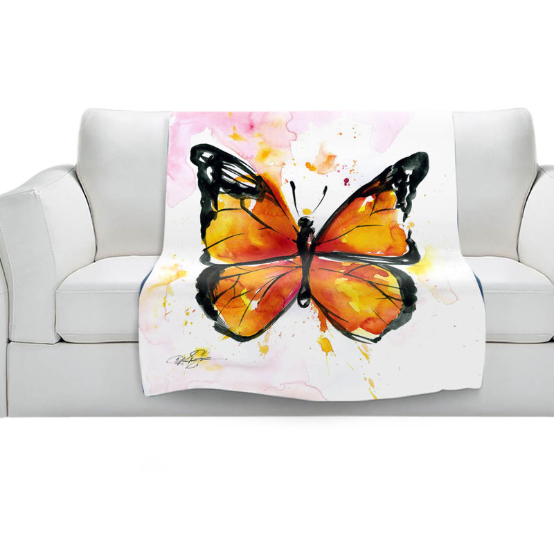 Couverture sherpa doux papillon monarch, l 51 po x L 60 po