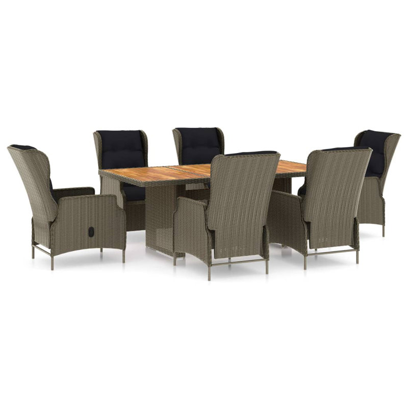 Ensemble de table et chaises de patio, Brun / brun clair, 6