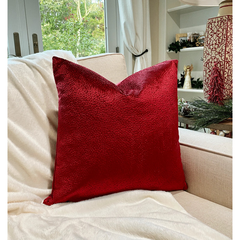 Housse de coussin Velvet Dots, H 20 po x l 20 po, Rouge