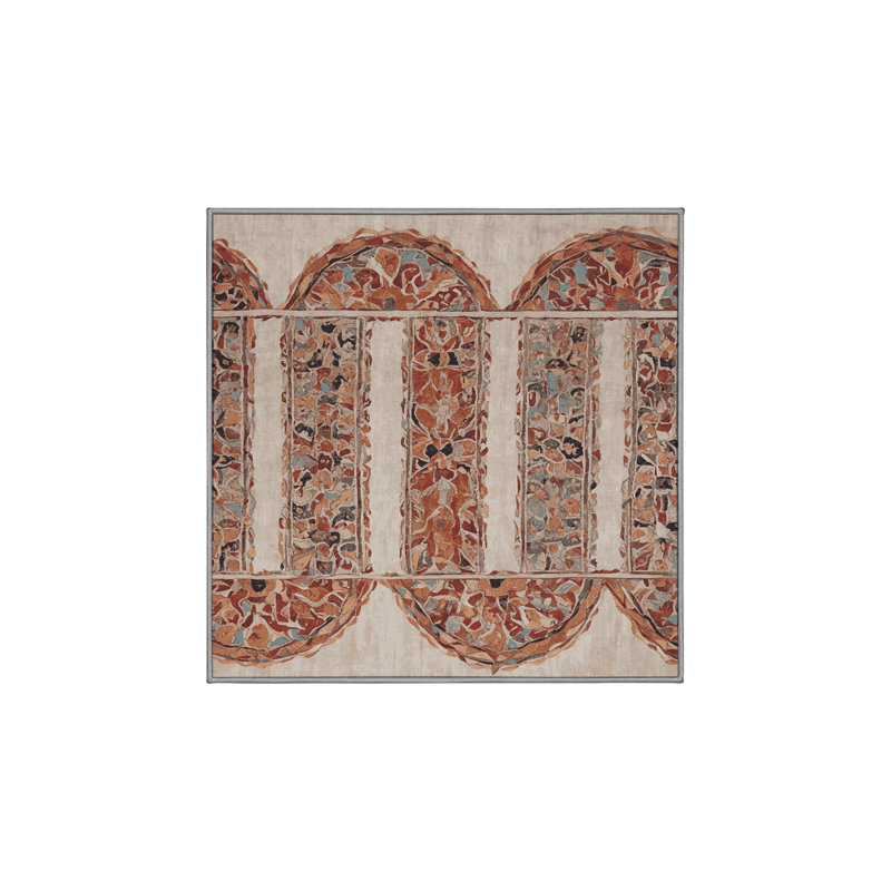 Machine Washable Gray Area Rug, Square 8'