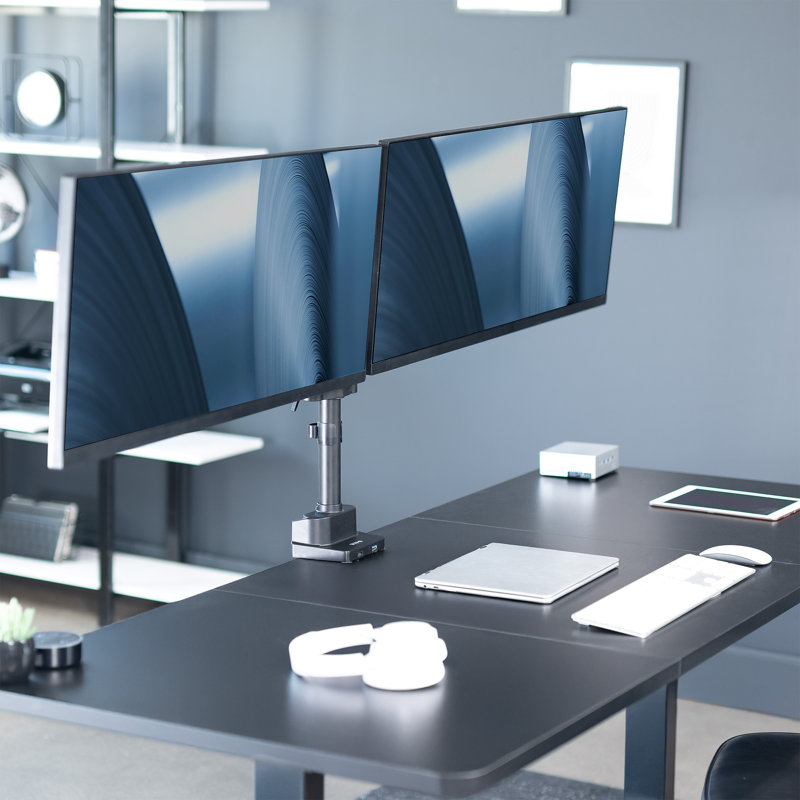 Mechanical Arm Dual Monitor Desk Mount with USB