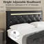 Bed Frame With LED Light And Storage Drawers, Upholstered Bed Frame With Adjustable Headboard, Charging Station-1980066930-1980066928
