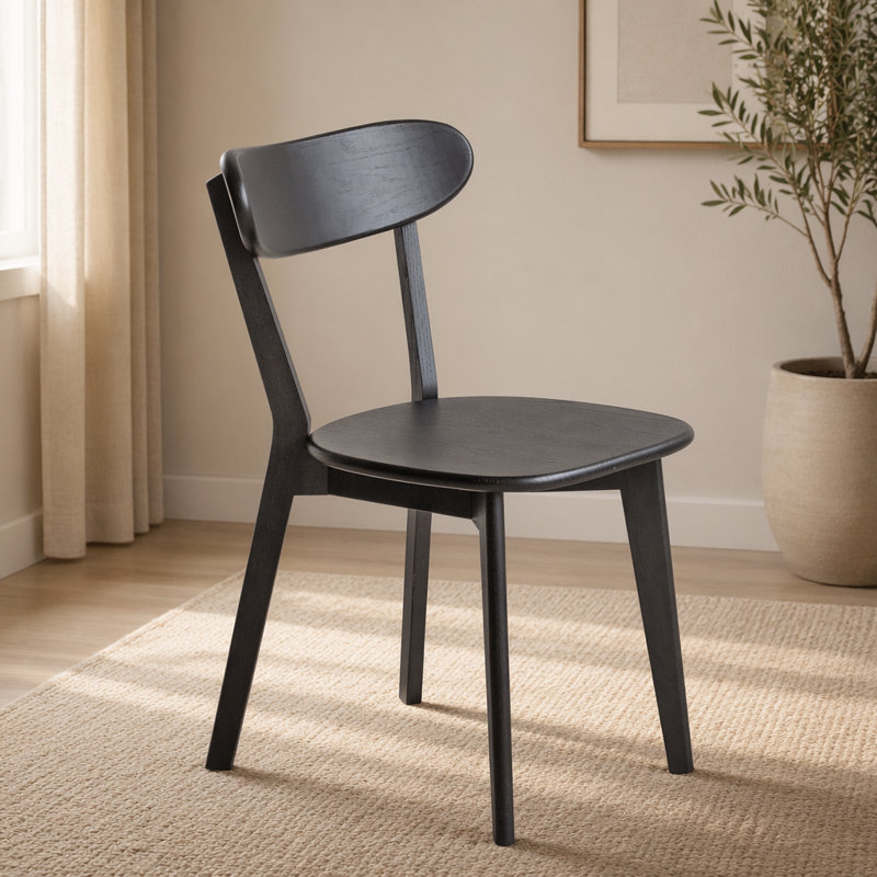 Solid Wood Dining Chair, Black