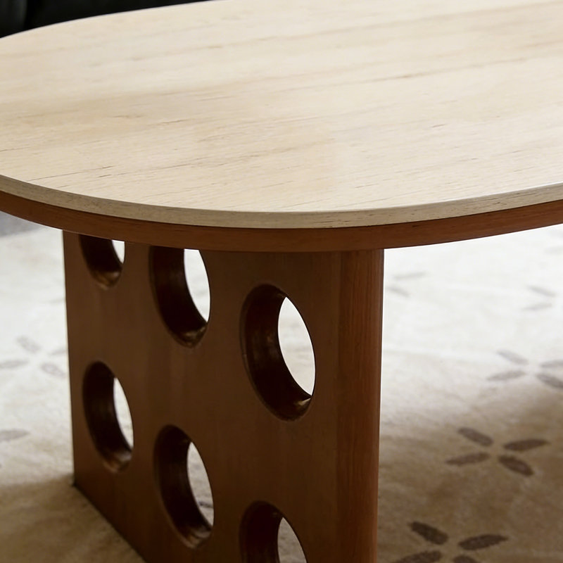 Table basse ovale avec découpe, H 15,74 po x L 51,18 po x l 27,55 po