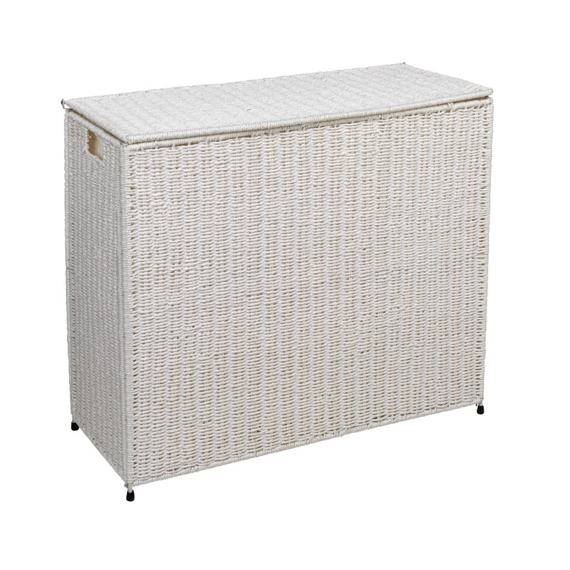 Colwin 3 Compartment Laundry Sorter, Wicker Laundry Sorter, White