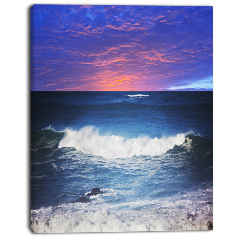« en coucher de soleil », reproduction de photo sur toile tendue, "blue sky sea under sky", H 20 po x l 12 po x P 1po