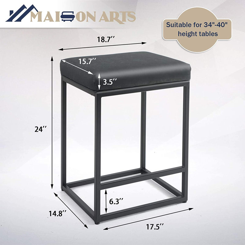 Tabourets 24 po Jadwiga, Noir, Tabouret de comptoir (siège d'une hauteur de 24 p, 2
