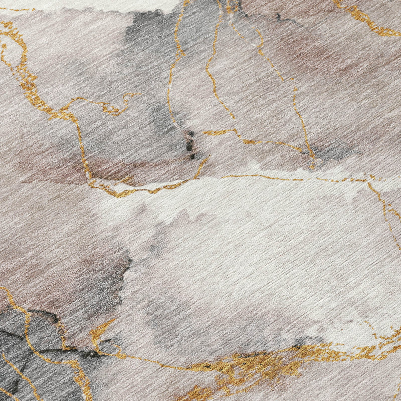 Machine Washable Indoor/Outdoor Chantille ACN2591 Abstract Rug, 1'8" x 2'6", Khaki