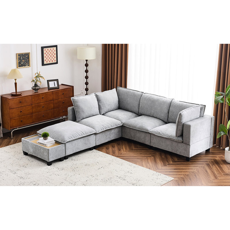 Canapé modulaire 90 po avec structure mobile et solide, gris - prise de charge élégante et durable, addition, Gris