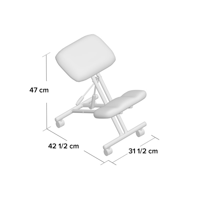 Adjustable Height Ergonomic Kneeling Chair with Wheels, Black